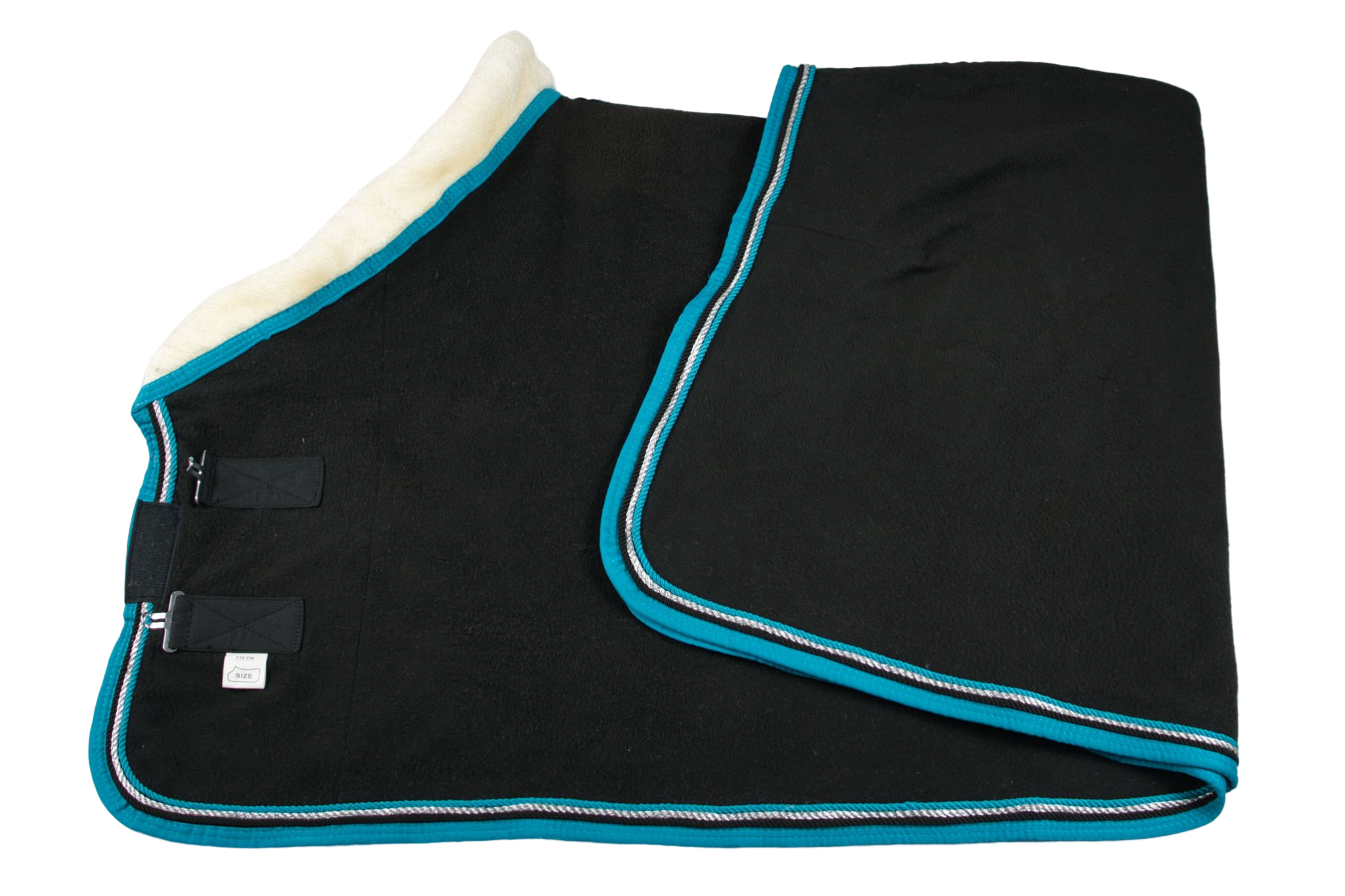 Fleece Abschwitzdecke Schwarz-Cyan