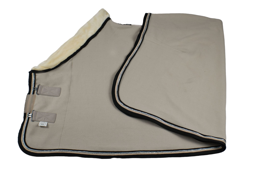 Fleece Abschwitzdecke Sand-Schwarz
