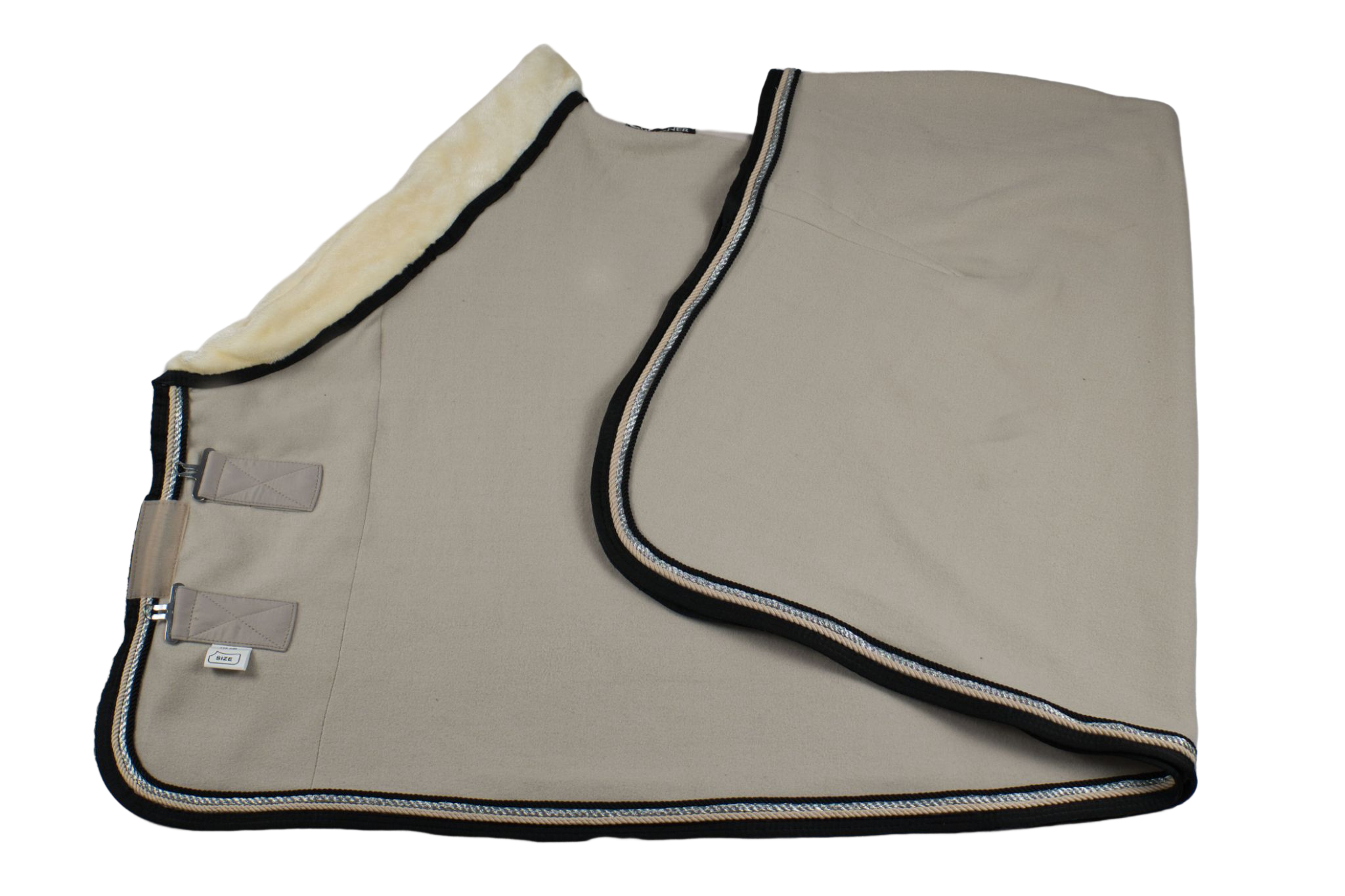 Fleece Abschwitzdecke Sand-Schwarz