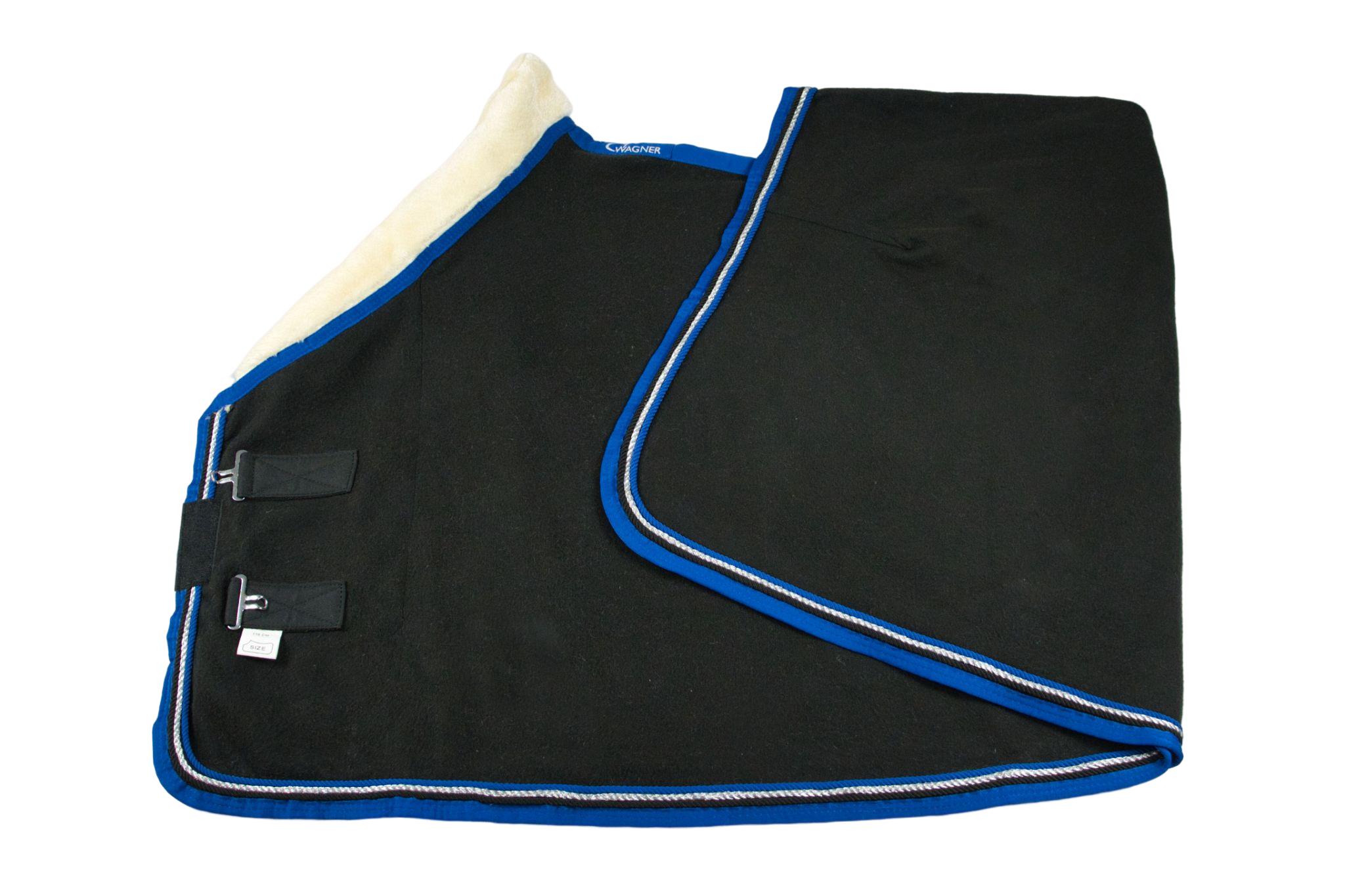 Fleece Abschwitzdecke Schwarz-Royalblau