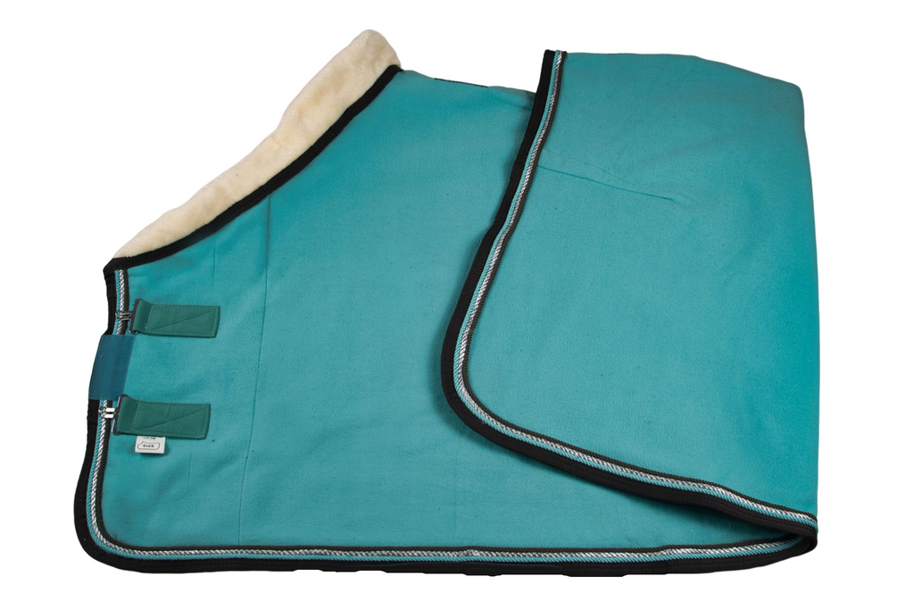 Fleece Abschwitzdecke Türkis-Grau