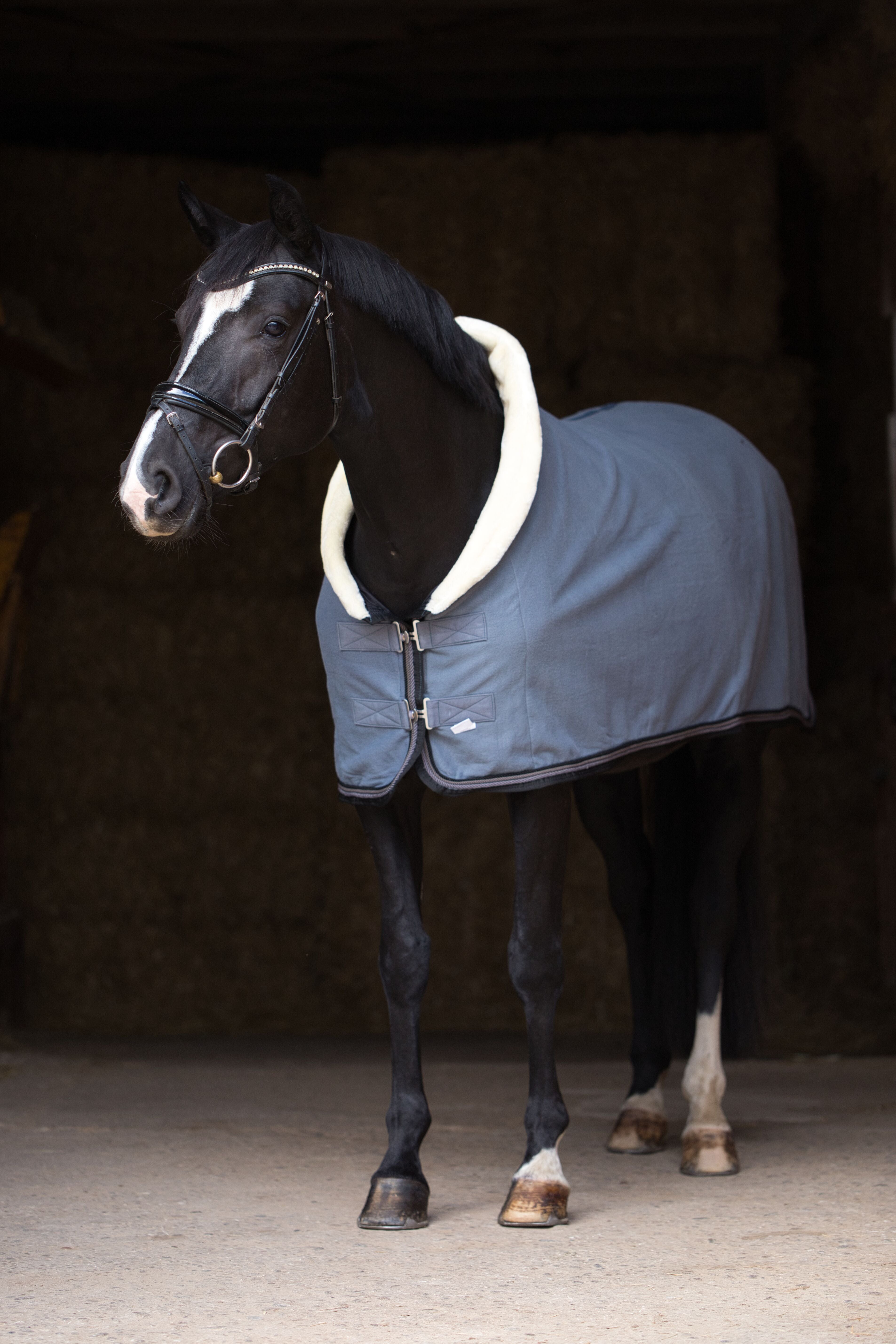 Fleece Abschwitzdecke Vintage-Schwarz