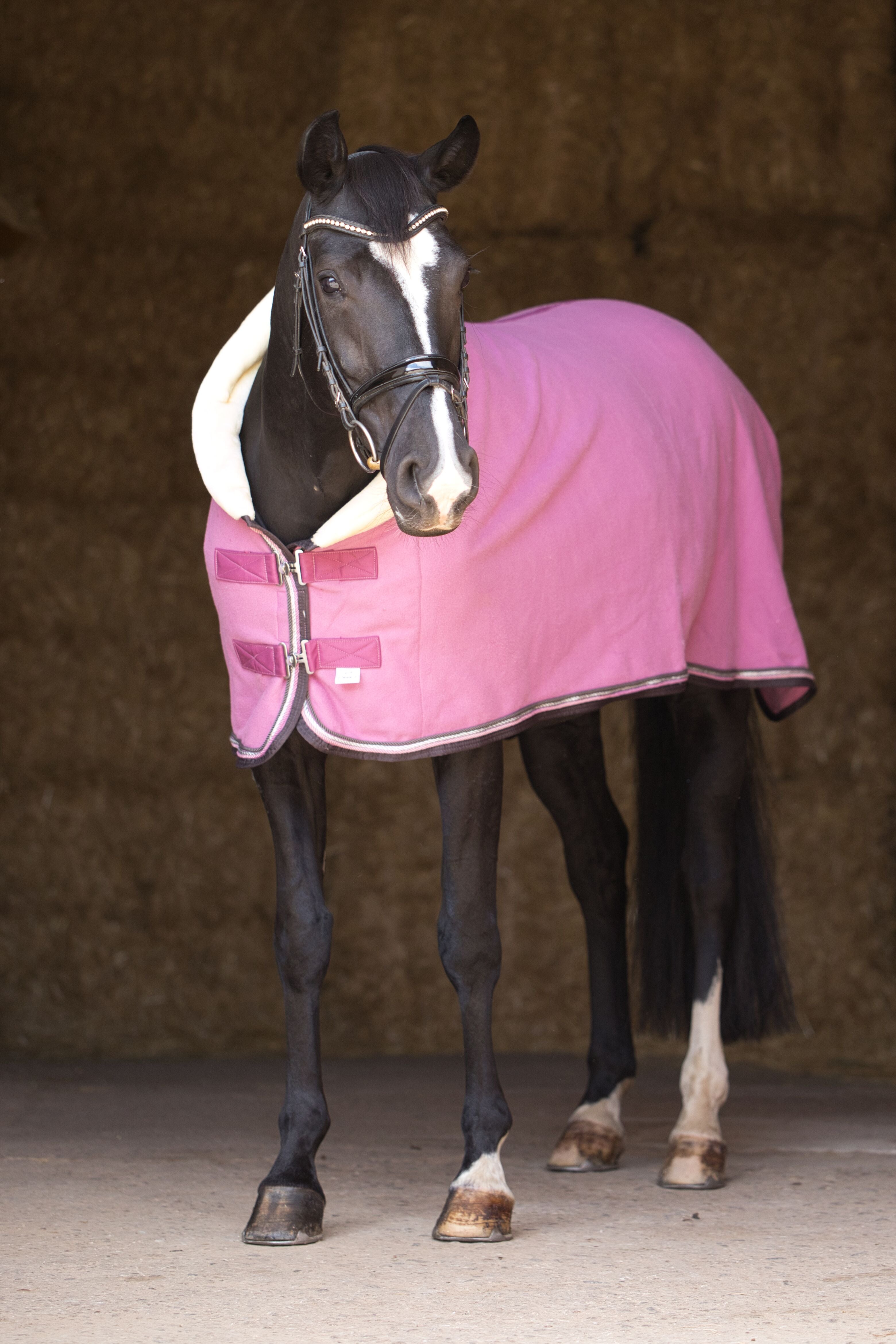 Fleece Abschwitzdecke Altrose-Grau