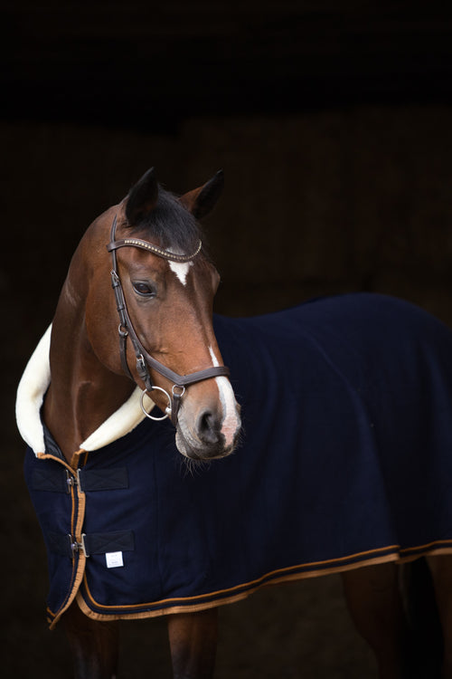 Fleece Abschwitzdecke Blau-Creme