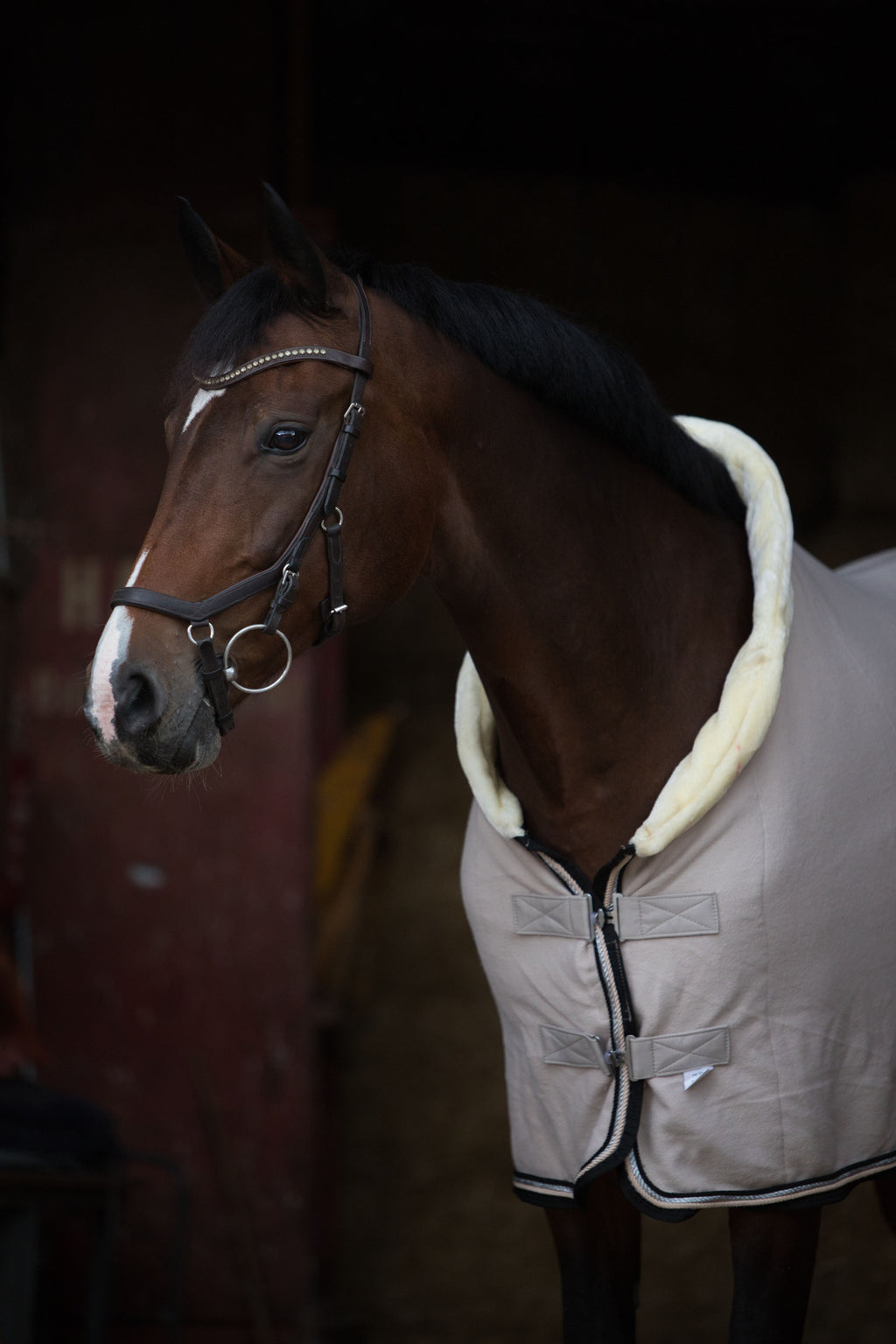 Fleece Abschwitzdecke Sand-Schwarz