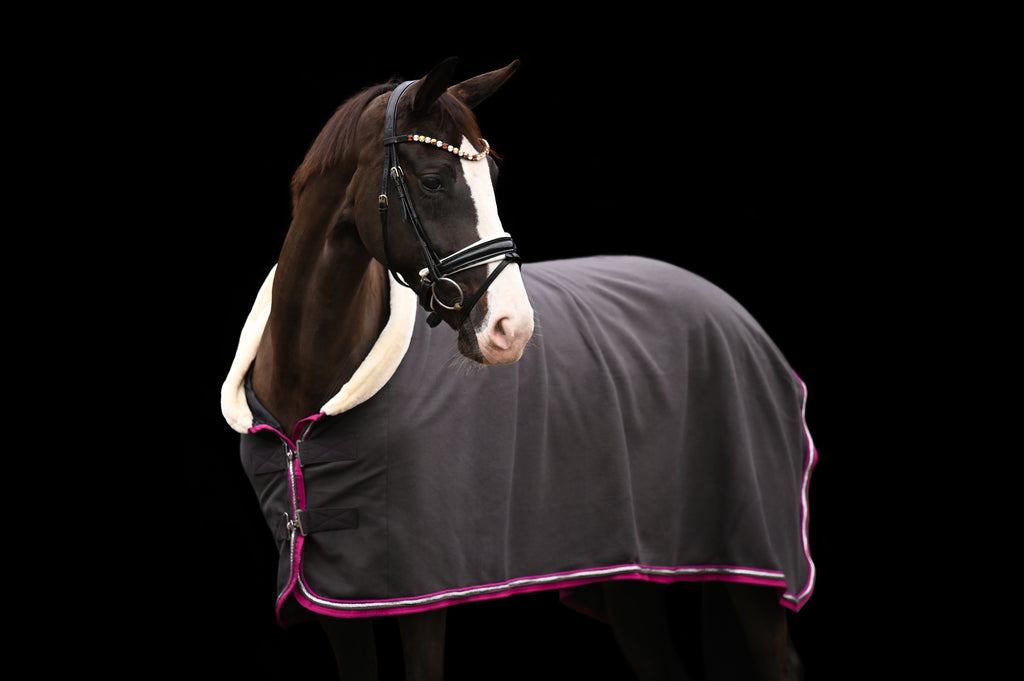 Fleece Abschwitzdecke Grau-Magenta