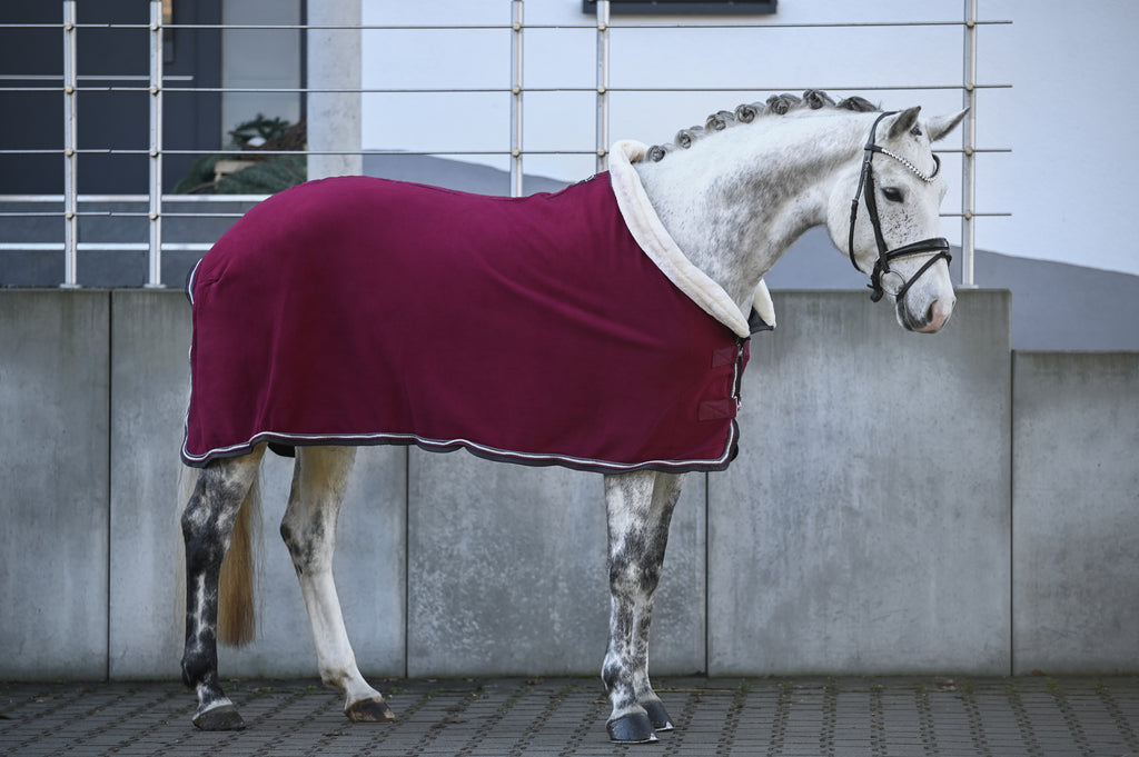Fleece Abschwitzdecke Bordeaux-Grau