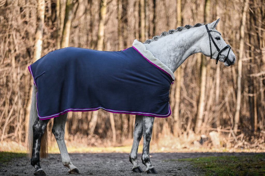 Fleece Abschwitzdecke Grau-Magenta