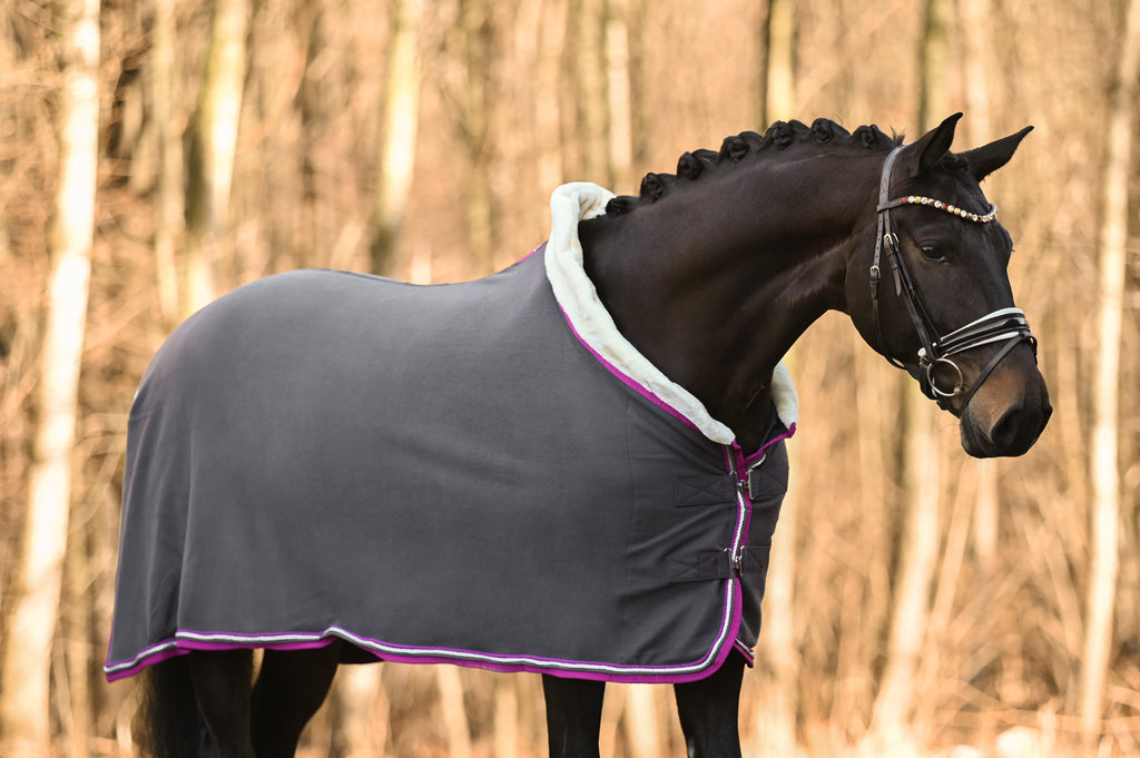Fleece Abschwitzdecke Grau-Magenta